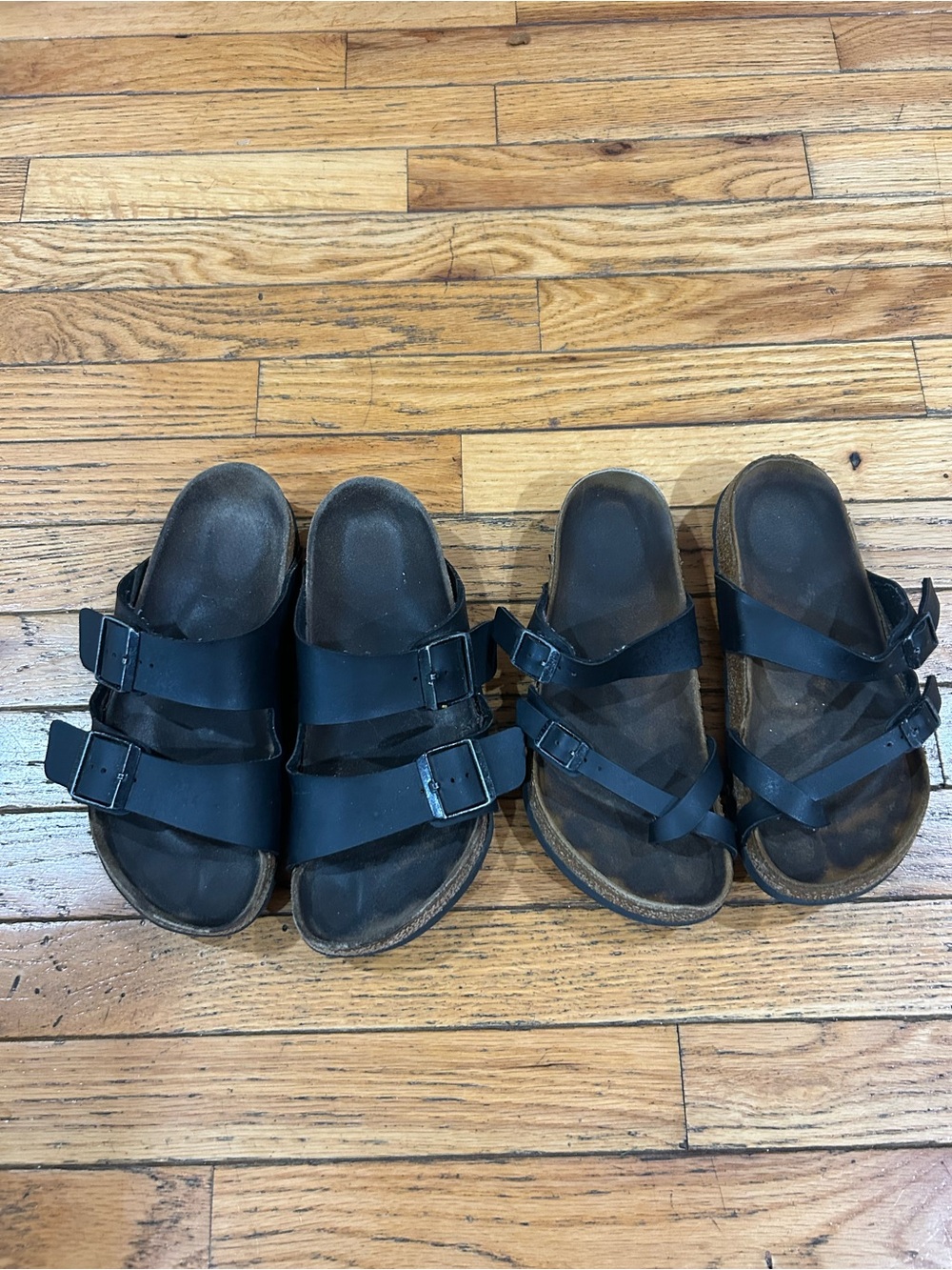 Birkenstock size 38 Black Double Strap Slide Sandals